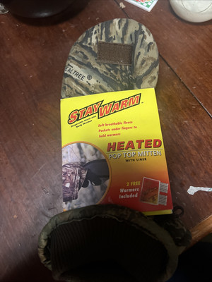 Heated Pop-Top Mittens with pocket for Hand Warmer and liner