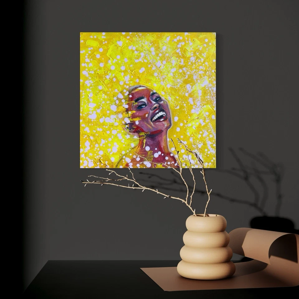 ORIGINAL Porträt Gemälde Frau Abstrakt lebendiger Portrait Modern HANDGEMALT - Bild 4 von 4