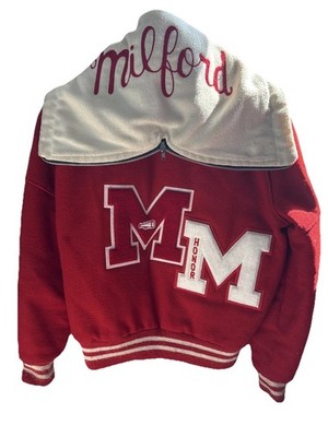 1985 Womens Cheer Letterman Honors Jacket/coat Vintage Milford Ohio Kris W/hood