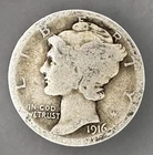 1916 P Mercury Silver Dime 90% Silver - US Collectible Coin