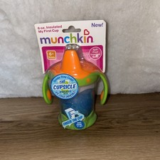 Vtg Munchkin Insulated My First Spill Proof Cup Green Orange Blue 6oz NOS NEW