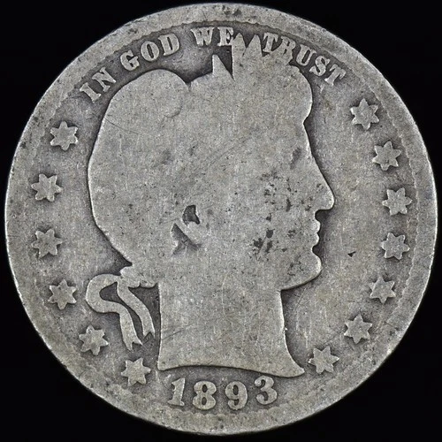 1893-O BARBER QUARTER ✪ GOOD G ✪ 25C SILVER COIN 48I ◢TRUSTED◣