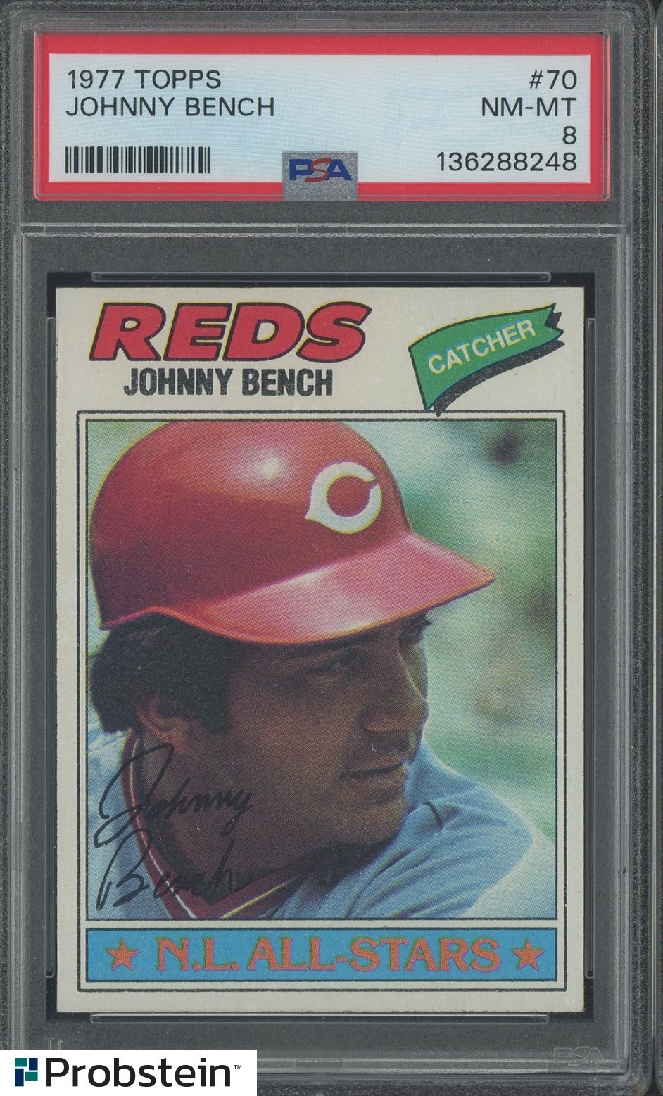 1977 Topps #70 Johnny Bench Cincinnati Reds HOF PSA 8 NM-MT