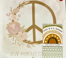 2026 12 Month PEACE Wall Calendar  + Monthly Planner 2 Pack FREE SHIPPING