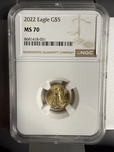 2022 American Gold Eagle $5, NGC MS70, Perfect Mint State