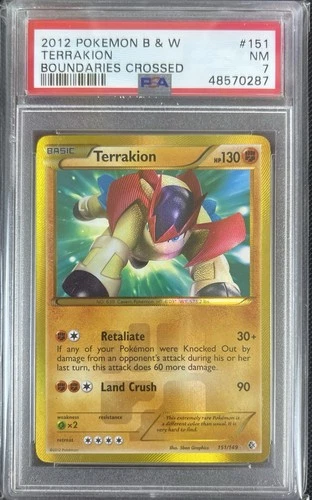 Terrakion 151/149 Boundaries Crossed Holo PSA 7 NM