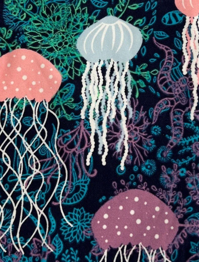 Leggings LuLaRoe OS Talla Única Difícil de Encontrar Raro AZUL Náutico MEDUSAS Océano Animal SUAVES Foto 2 de 4