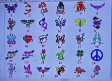 Custom Medium Airbrush, Glitter Tattoo Stencils 5 stencil Pack - You choose