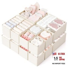 Drawer Organizer, 16 Pack Baby Dresser Organizer for Nursery, Foldable Beige