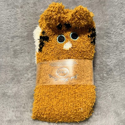 Mei Hao Socks Soft Polyester Women One Size Orange Cat & Pom Balls Kawaii NEW