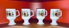 Vintage 1950s Spice Of Life Milk Glass Pedestal Coffee Mug Set of 4