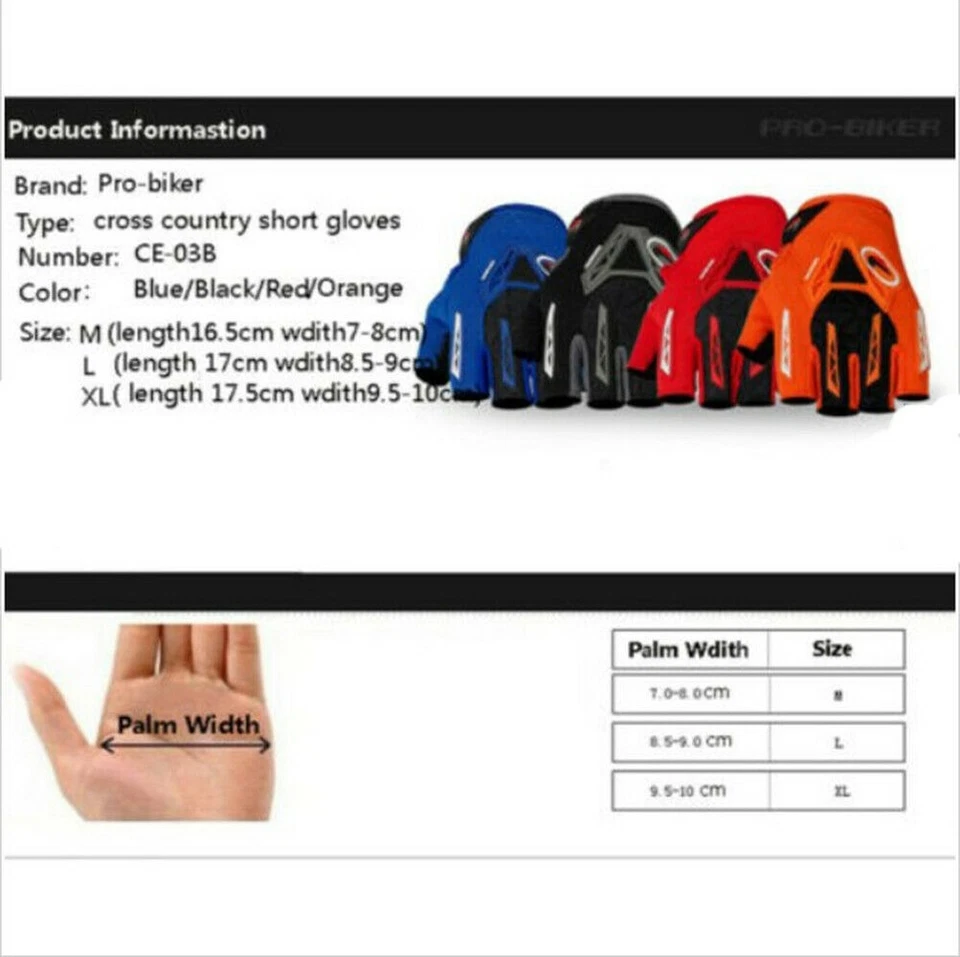 Men Cycling Half Finger Gloves Breathable Bike Bicycle Gloves Fingerless Mittens - Image 2 of 4
