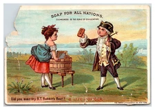 Victorian trade card B.T. Babbitt's soap powder trade card Babbitt ~ all nations