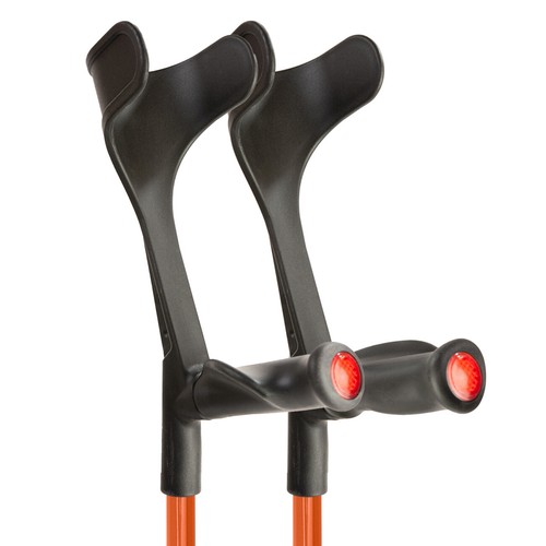 Flexyfoot Open Cuff Crutches - Comfort Grip - Fixed Crutch - Anti Shock - Orange - Picture 3 of 10
