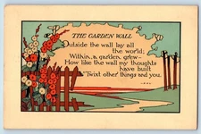 Arts Crafts Postcard The Garden Wall Flowers Haverhill Massachusetts MA Antique
