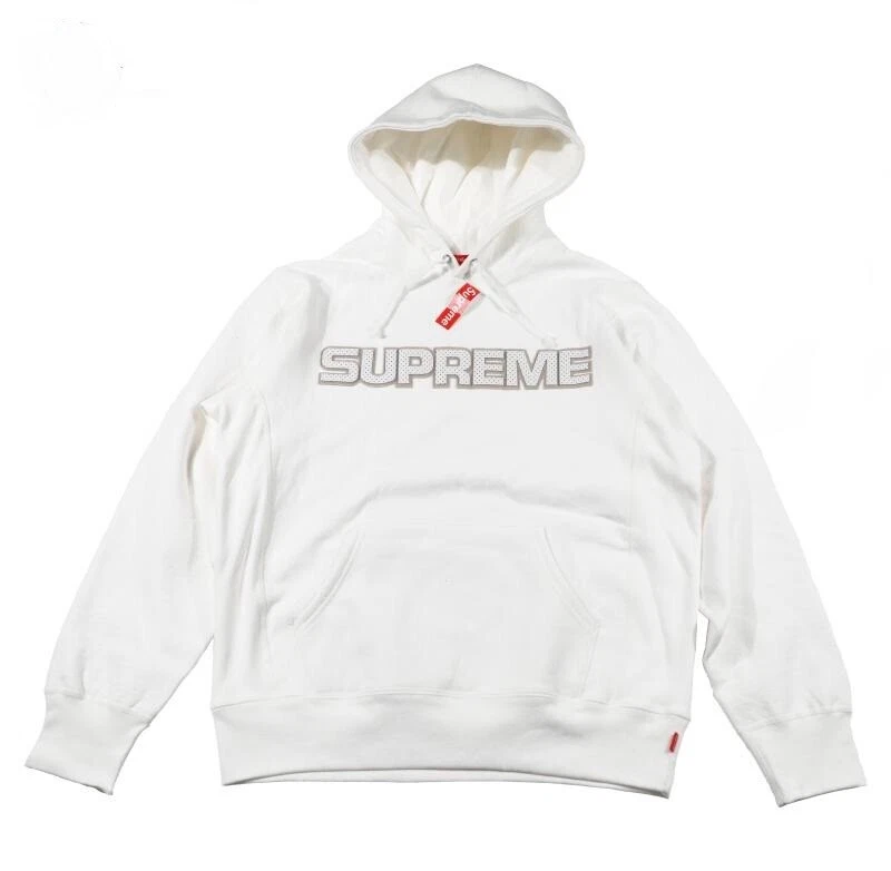Perforated leather top hooded sweatshirt