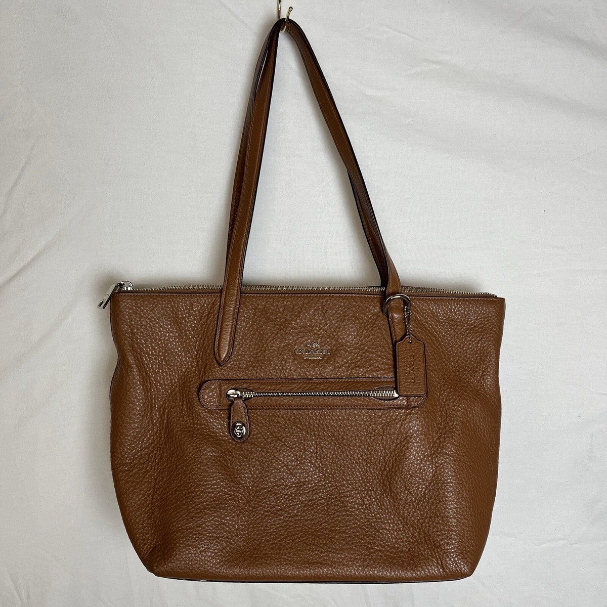 Coach Brown Pebbled Leather Shopper Tote | eBay