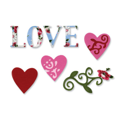 Sizzix Sizzlits Stanze 3 Die Love Set 657403 Liebe Herz Blume Scrapbooking