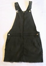OshKosh B'Gosh Bib Overalls Skirt Girls XL 14 Vintage Vestbak Black Denim Zip