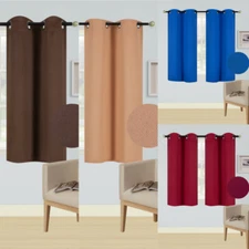 2 PCS SMALL WINDOW CURTAIN THERMAL STUDIO PATIO BLACKOUT SILVER GROMMETS K54