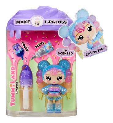 Yummiland Lip Gloss Doll - Britney Boba with DIY Lip Gloss Kit Ages 4+
