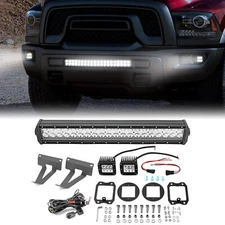 For 2019-2024 Ram 1500 (22" LED Light Bar + 3'' Pod) Driving Fog Lights Lamp Kit