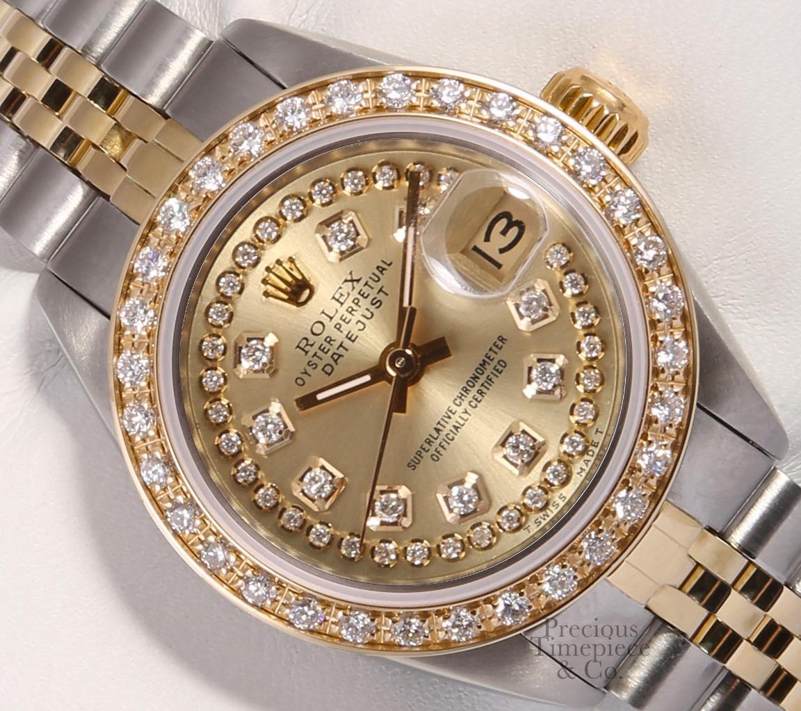Rolex Lady 26mm Datejust 2 Tone 18k Diamond Bezel-Champagne  display picture 1