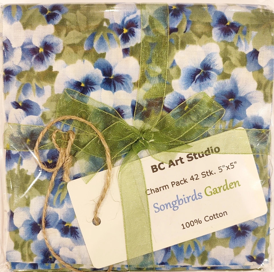 Charm Pack 5inch Moda Henry Glass 42Stk. Patchworkstoff Songbirds Garden 12,7cm - Bild 2 von 3
