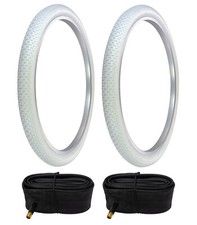 PRO BICYCLE TIRES 26 X 2.125 WHITE G-5009 BRICK SEMI-SLICK TREAD W/TUBES