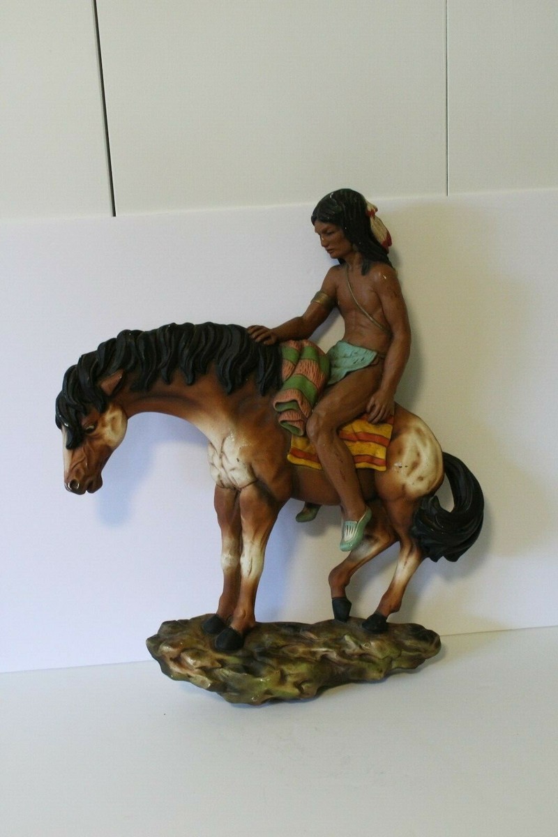 Rare 1960's Universal Statuary Corp. Chicago Indian On Horseback