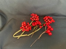 RED SHINY BERRIES CHRISTMAS FLORAL WREATH PICKS LOT OF 12