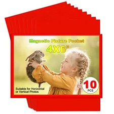 10 Pack 4x6 Inch Magnetic Picture Frame Fridge Photo Sleeves for Office Locker