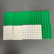 Lego Baseplates Green White 6 x 4 Replacement Add-on Parts Pieces Lot of 10