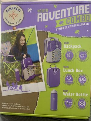 Firefly Outdoor Gear Youth Adventure Camping Combo Backpack,Lunchbox, Bottle NIB