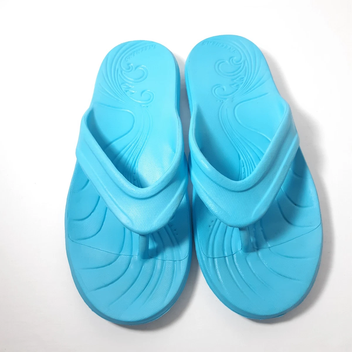 Rubber Slip Sandals 8 Womens Blue Casual Vacation Beach | eBay