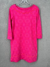 Lands' End Women's Pink Medallion Stretch Shift Swim Dress Cover-up S 6-8 