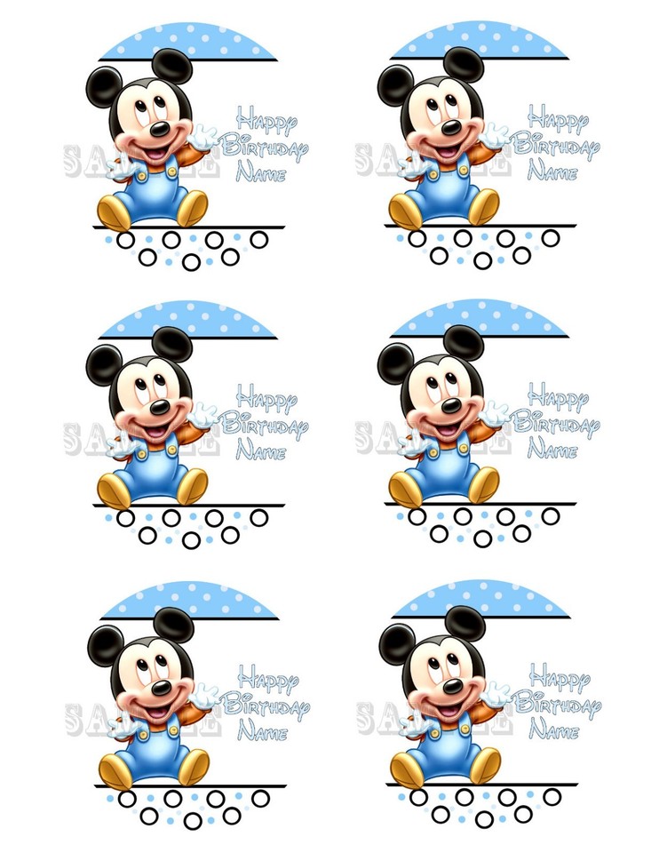 MICKEY MOUSE Round 20cm 8 inch Edible Sugar Free cake topper. Licenced Product. Dekora