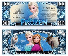 OUR FROZEN CARTOON DOLLAR BILL (2 Bills)
