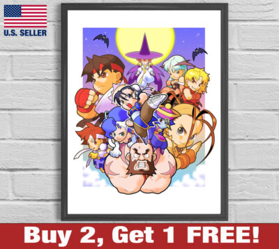 Super Gem Puzzle Fighter Pocket Fighter Cast  18'' x 24'' Anime Poster Print