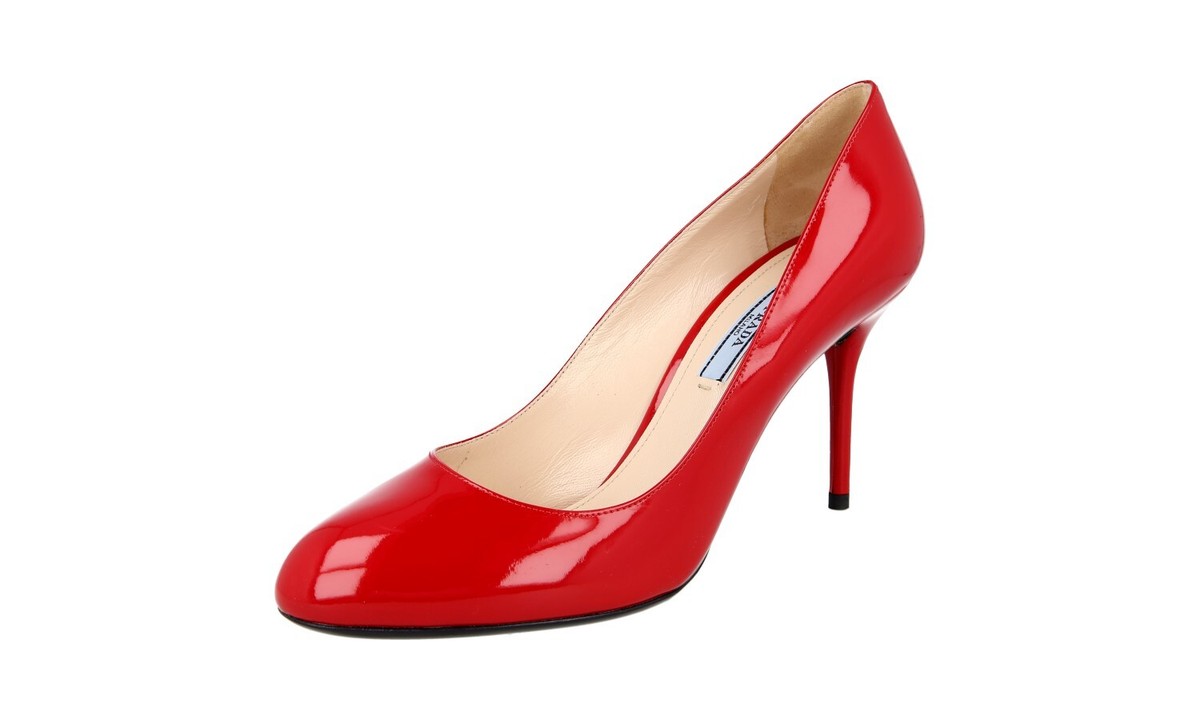 PRADA PUMPS STILETTOS HIGH HEELS SHOES 1I628D RED LEATHER