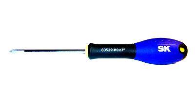 S-K Tools Phillips Screwdriver  #0 x 3'' VaporBlasted Tip 83529 SK Made In France
