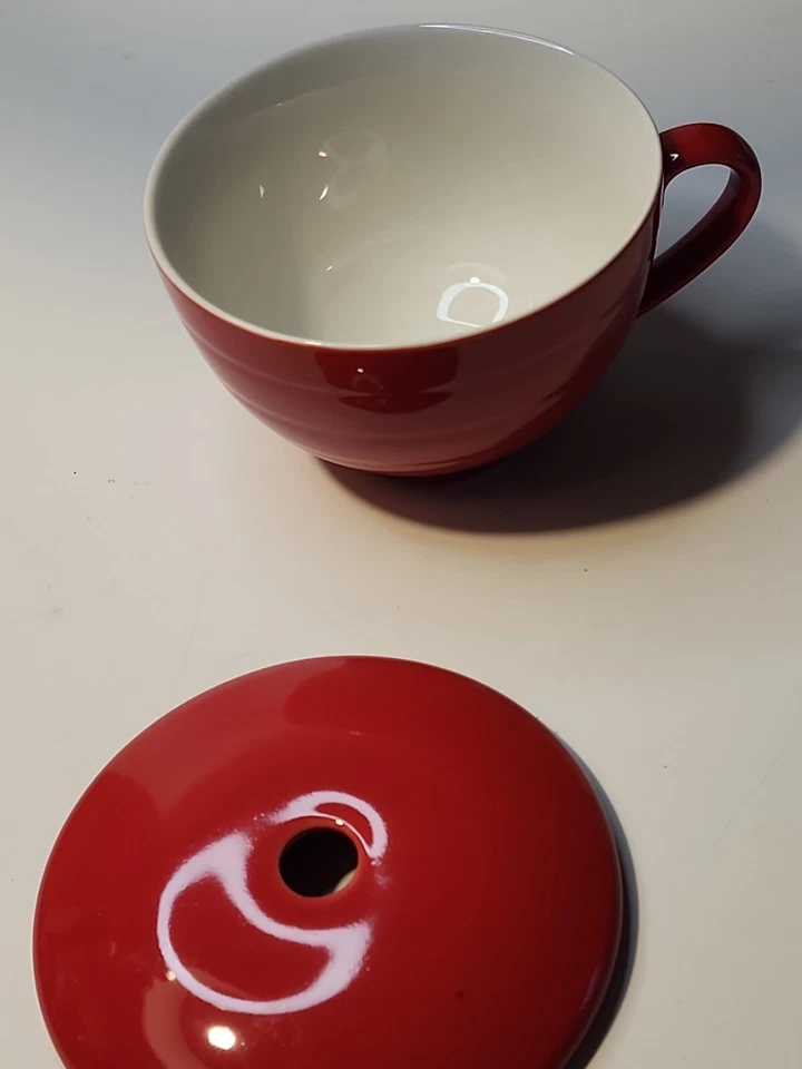 Taza de café roja Tea Forte taza de té empinada 8 oz con tapa Foto 2 de 4