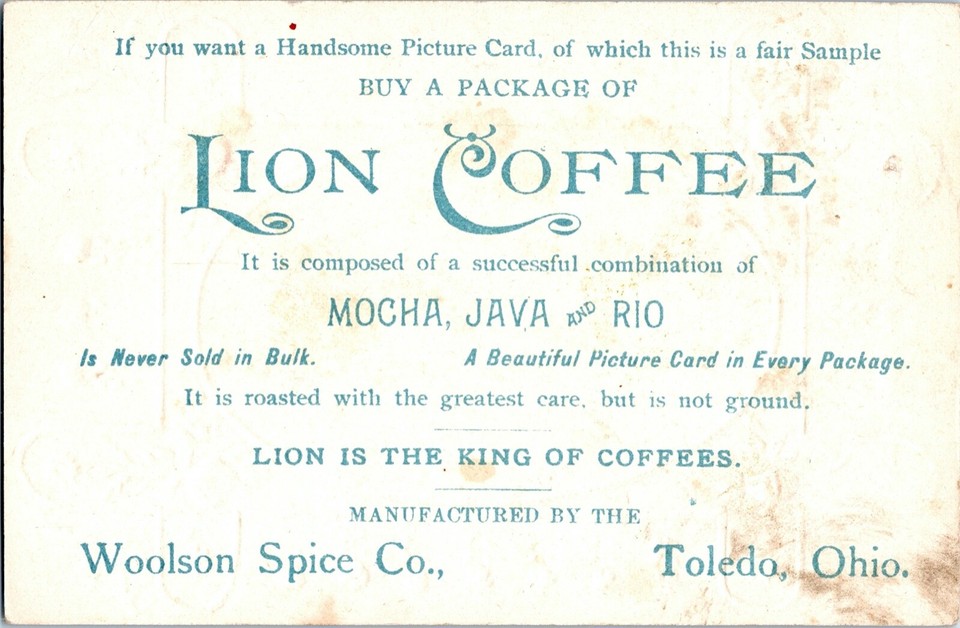 Vintage Adorable Victorian Little Girl Antique Lion Coffee Trade Card