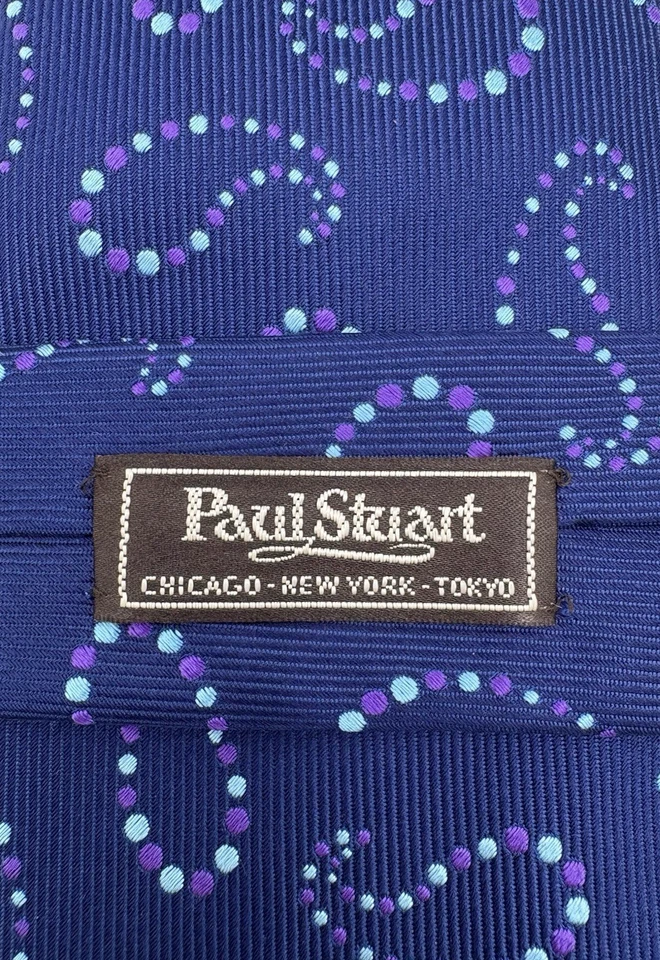 PAUL STUART REPP Tie Men's 100% Silk Classic England Designer Purple EUC - Image 4 of 4