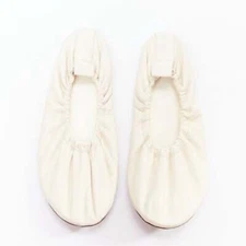 THE ROW ecru soft leather ruched simple ballerina flats EU37