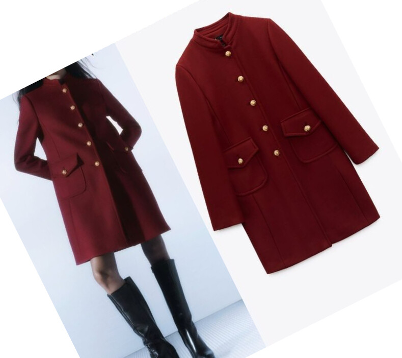 ZARA TAILORED 75% WOOL MANTECO ITALIAN FABRIC COAT REDDISH RED XS M 8455/744