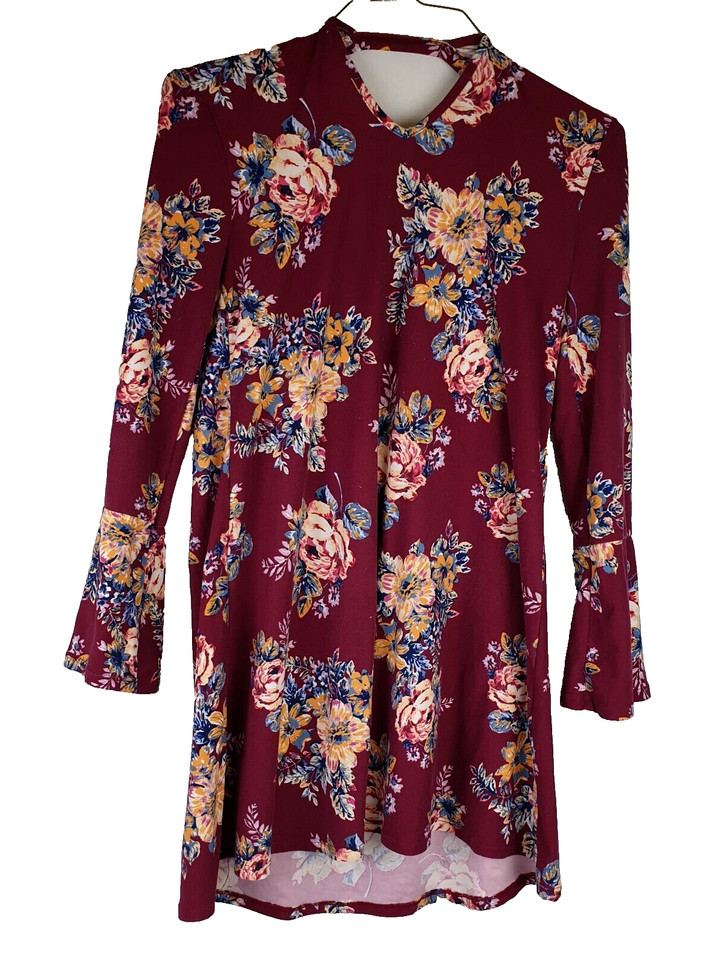 Women's Floral Long Sleeve Blouse, Size M, Multicoloured, Polyester/Spandex