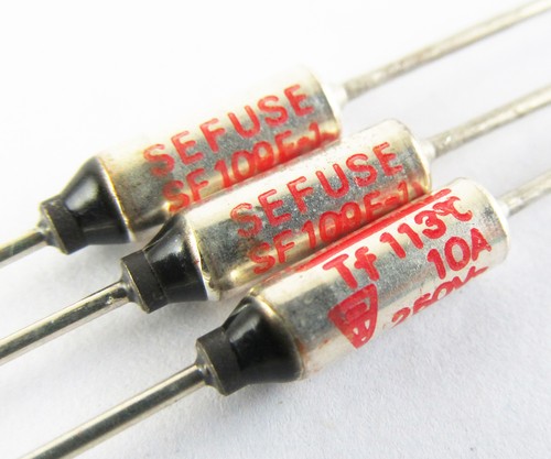 MECCANIXITY 10 Pack Thermal Fuse SF113Y – 113°C (235.4°F), 15A 250V, Cutoff Thermal Fuse With 20 Copper Crimp Connectors, For Motor, Transformer, Industrial Equipment