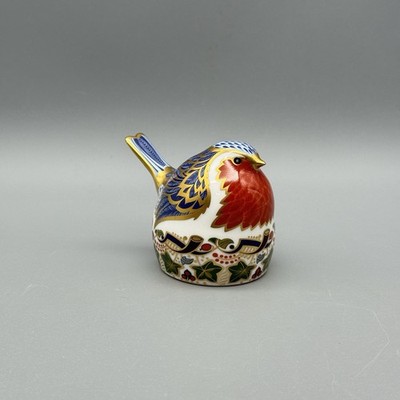 Royal Crown Derby Robin Nesting Paperweight 1997 Gold Stopper