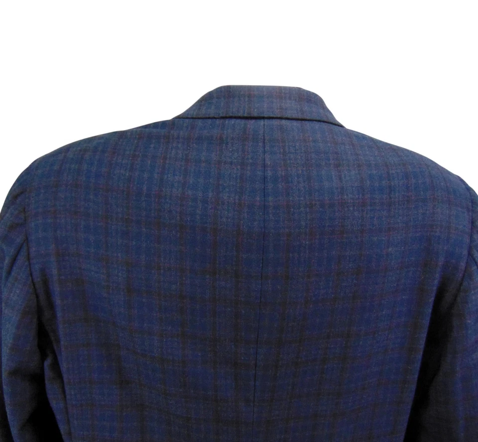 Oxxford Clothes Lake Forest 46R EU56 Navy Glen Plaid Wool Blazer USA 1988 - Image 4 of 4